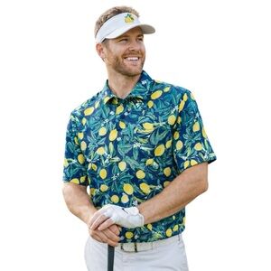 IZOD Saltwater Sunshield Lemon Print Golf Shirt